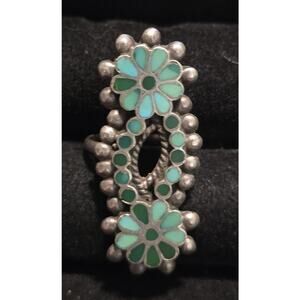 sz6.5 Zuni Dishta flush inlay turquoise ring